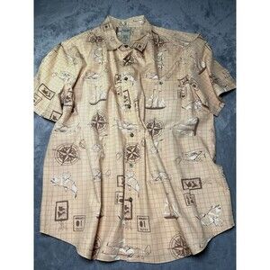 Scandia Woods Mens XL Multicolor Short Sleeve Button Down travel nautical comfy